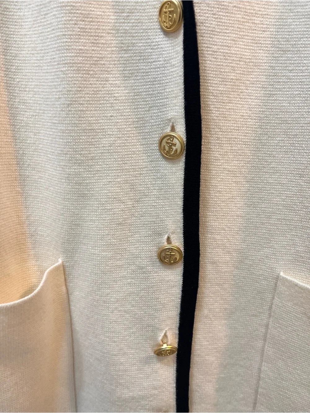 J.Crew Giselle V-neck Sweater-Blazer Ivory Black Contrast Trim Cardigan M